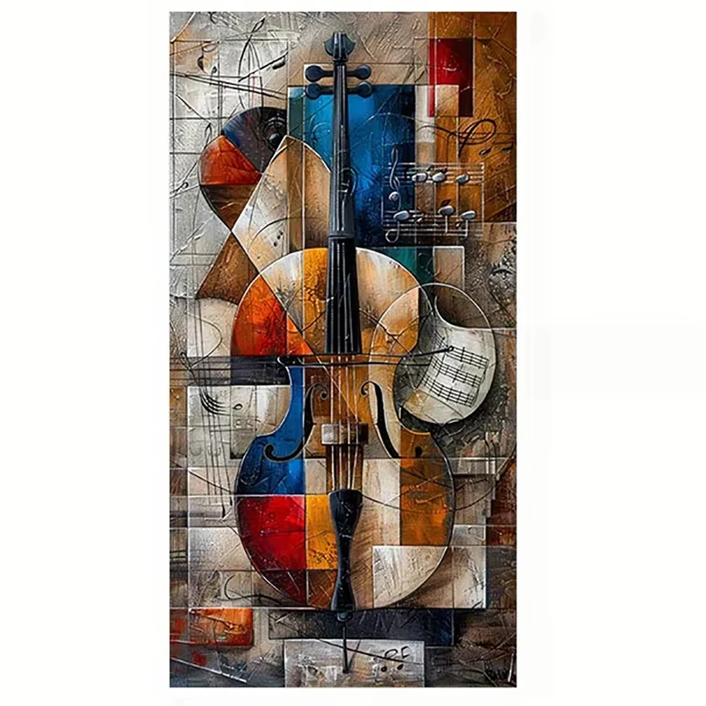 Modernes Abstraktes Cello-Poster, Graffiti-Geometrisches Musikinstrument Leinwandbild, Wandkunst für Wohnzimmer-Dekoration – Detail 6