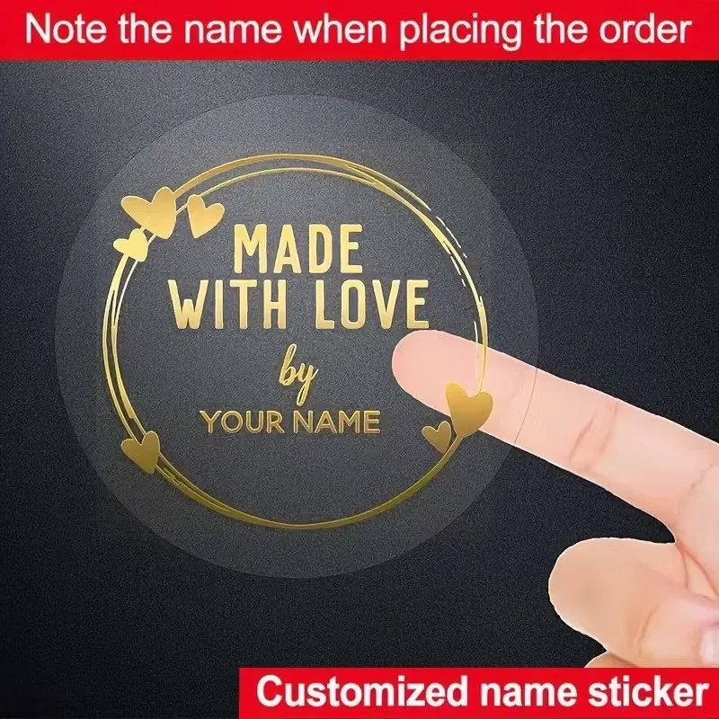1000Pcs Customizable Gold Transparent Stickers, Personalized Handmade Name and Address Labels, Self-Adhesive Vinyl D