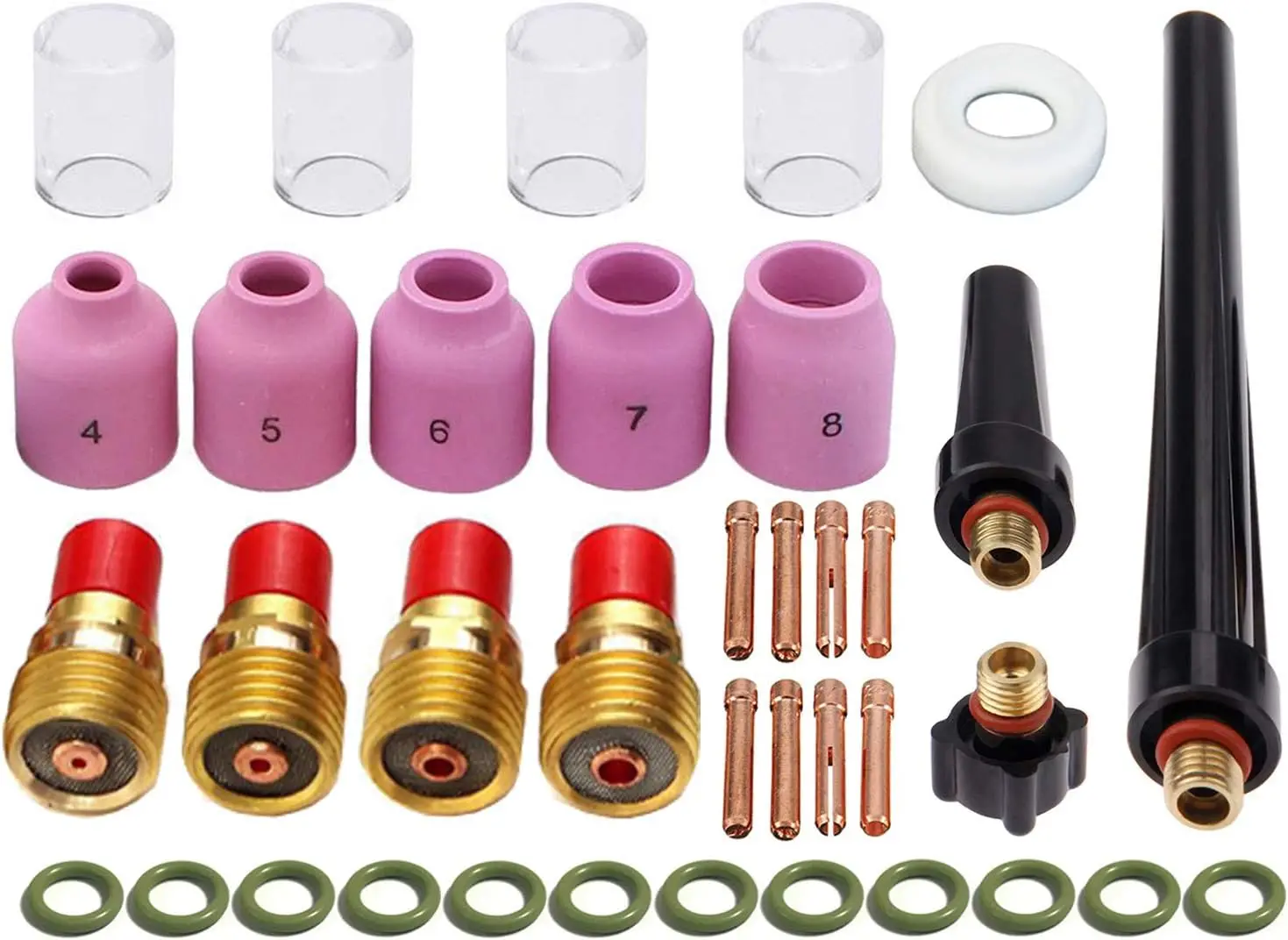 37 pieces TIG Welding Torch Gas Lens Kit accessories for DB SR WP 9 20 25 Tig welding torch with #10 cup + aluminum nozzle + chu