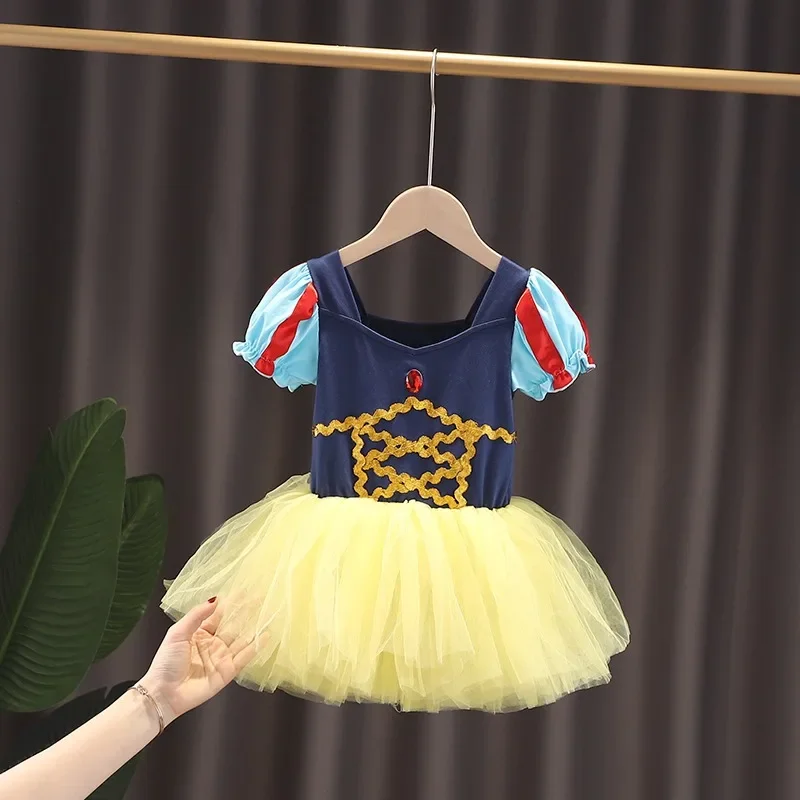

Baby Girl Princess Party Dress Cartoon Snow White Square Collar Kids Halloween Birthday Christmas Ball Gown Ballet Skirt D80