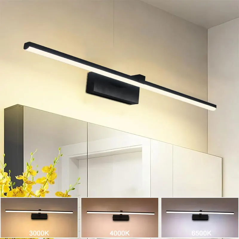 

Indoor LED Vanity Lights for Mirror Hardwired 40/60cm Black LED Wall Lights Wall Lamps for Bathroom Picture Lights for Wall
