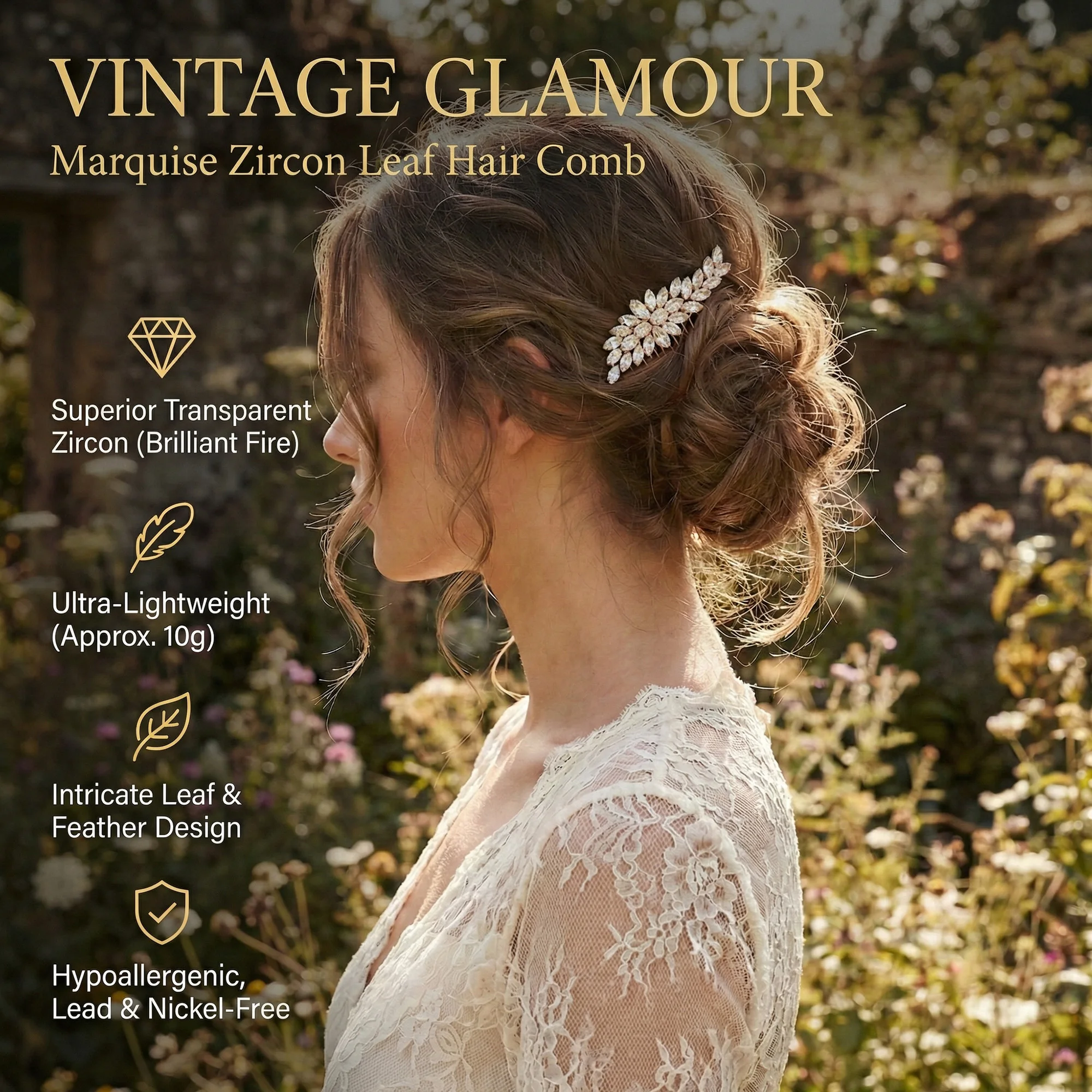 Mode Zirkonia Haarkamm Braut Hochzeit Haar Ornament Mori einfache Pony Einsatz Kamm weibliche Fledermaus Mizwa Party Platte Haar – Detail 2