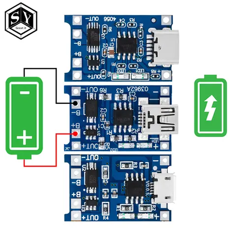 1 pièces 5V 1A Micro USB 18650 type-c batterie au Lithium carte de charge Module de chargeur + Protection double fonctions TP4056 18650