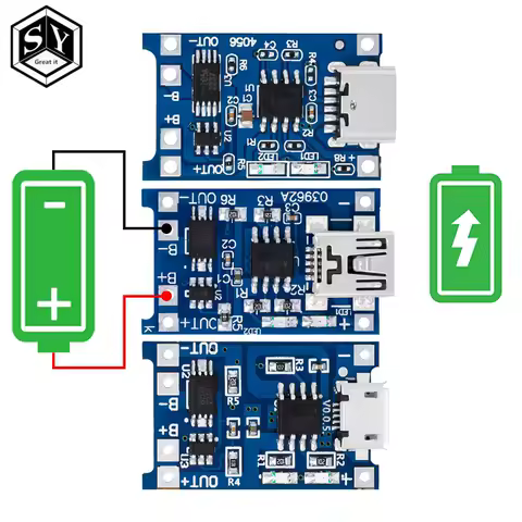 1PCS 5V 1A Micro USB 18650 type-c Lithium Battery Charging Board Charger Module+Protection Dual Functions TP4056 18650