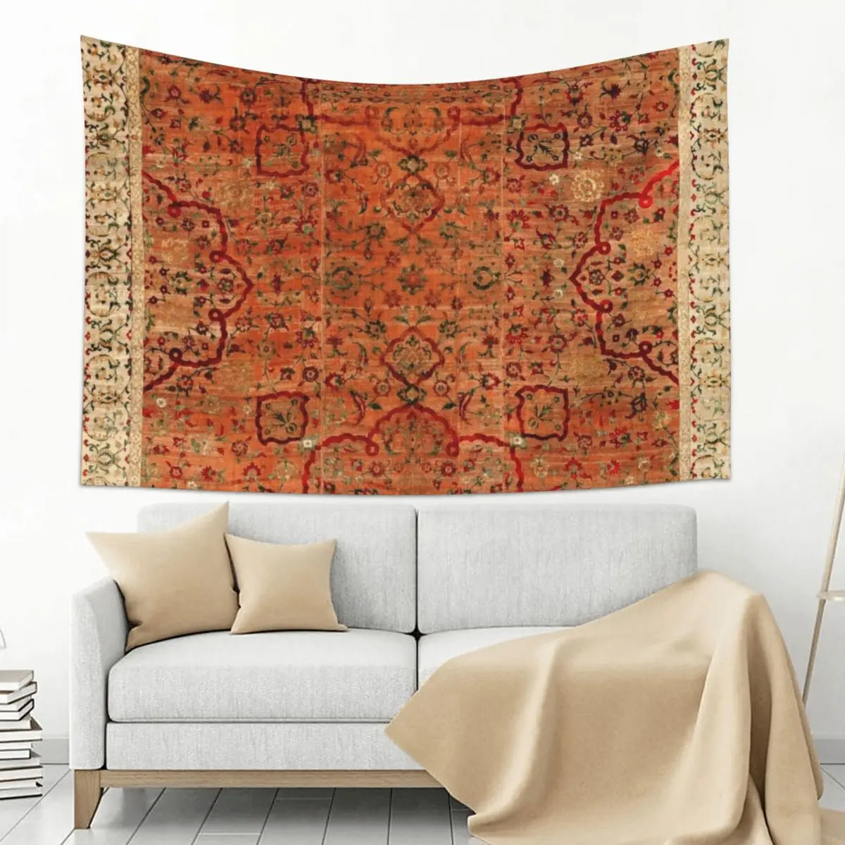 

17th Century Velvet and Silk Carpet Print Tapestry