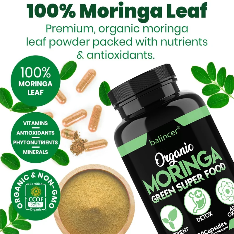 Balincer cápsulas de Moringa, mejora el sistema inmunológico, promueve la circulación saludable, apoya la salud ocular, del cerebro y del sistema digestivo