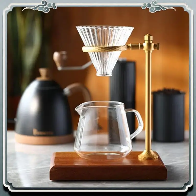 Support de goutteur de café Durable, support de filtre à café réglable avec Base en bois