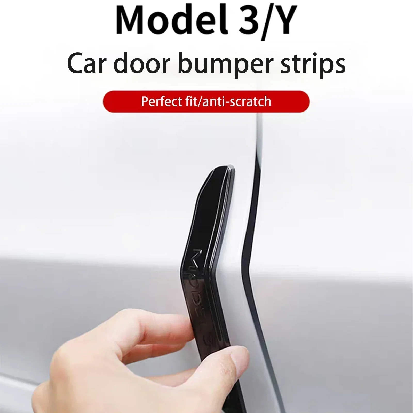 4 PCS For Tesla Model Y Model 3 2021-2023 ABS Car Door Edge Stickers Anti-collision Strip Protection Decal Exterior Accessories