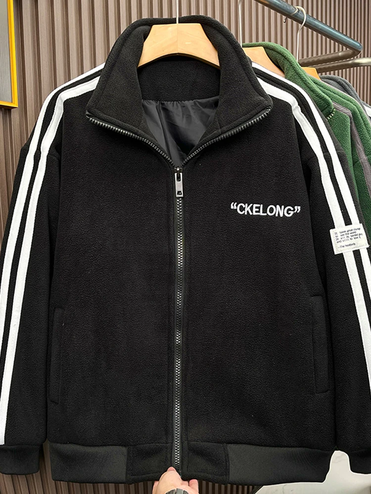 

Faionable Thiened Cotton Jaet Men's Autumn Winter Sli Warm Stand Collar Zipper Decorated Casual Outerwear Coat