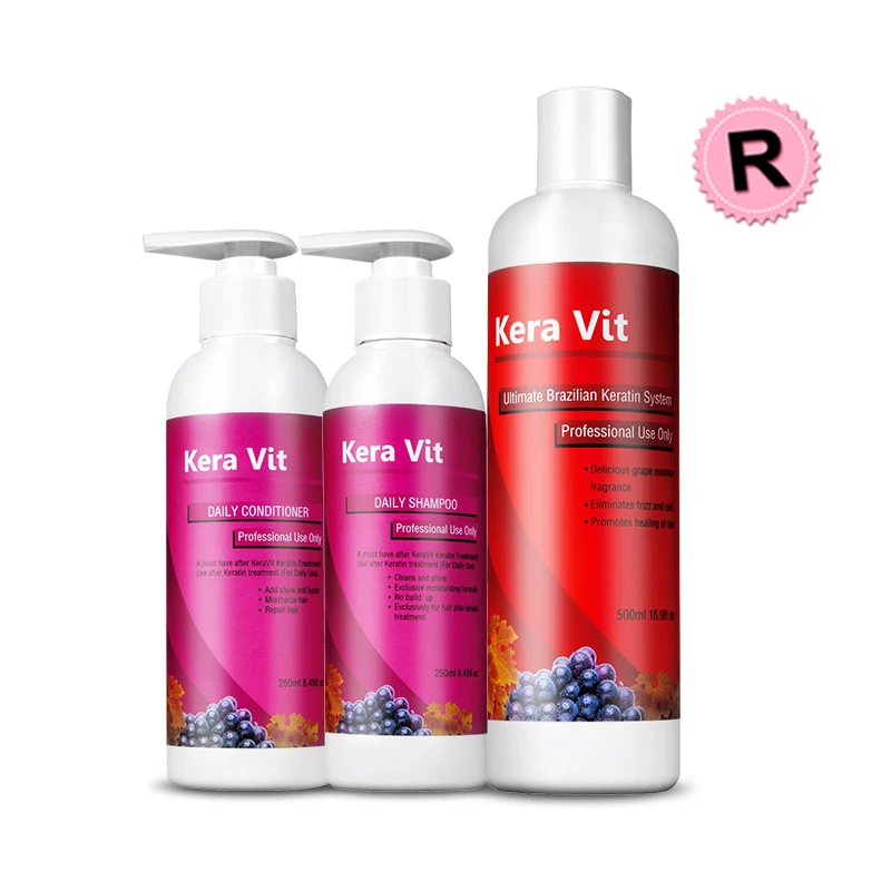 500ml Keravit Brazilian Professional Keratin Treatment Straighten Hair+250ml Daily Shampoo+Conditioner Repair Damaged Hair