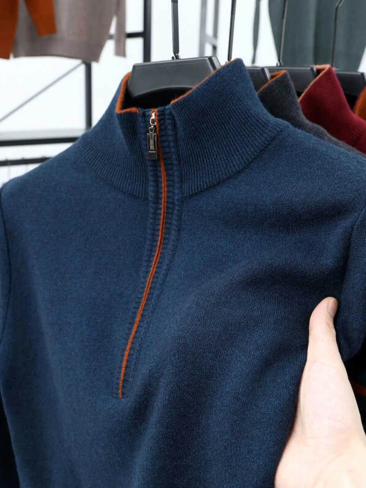 

Новый мужской шерстяной вязаный свитер 2025 года с высоким воротником на молнии, утепленный, для зимы, деловой повседневный стиль, для мужчин среднего возраста