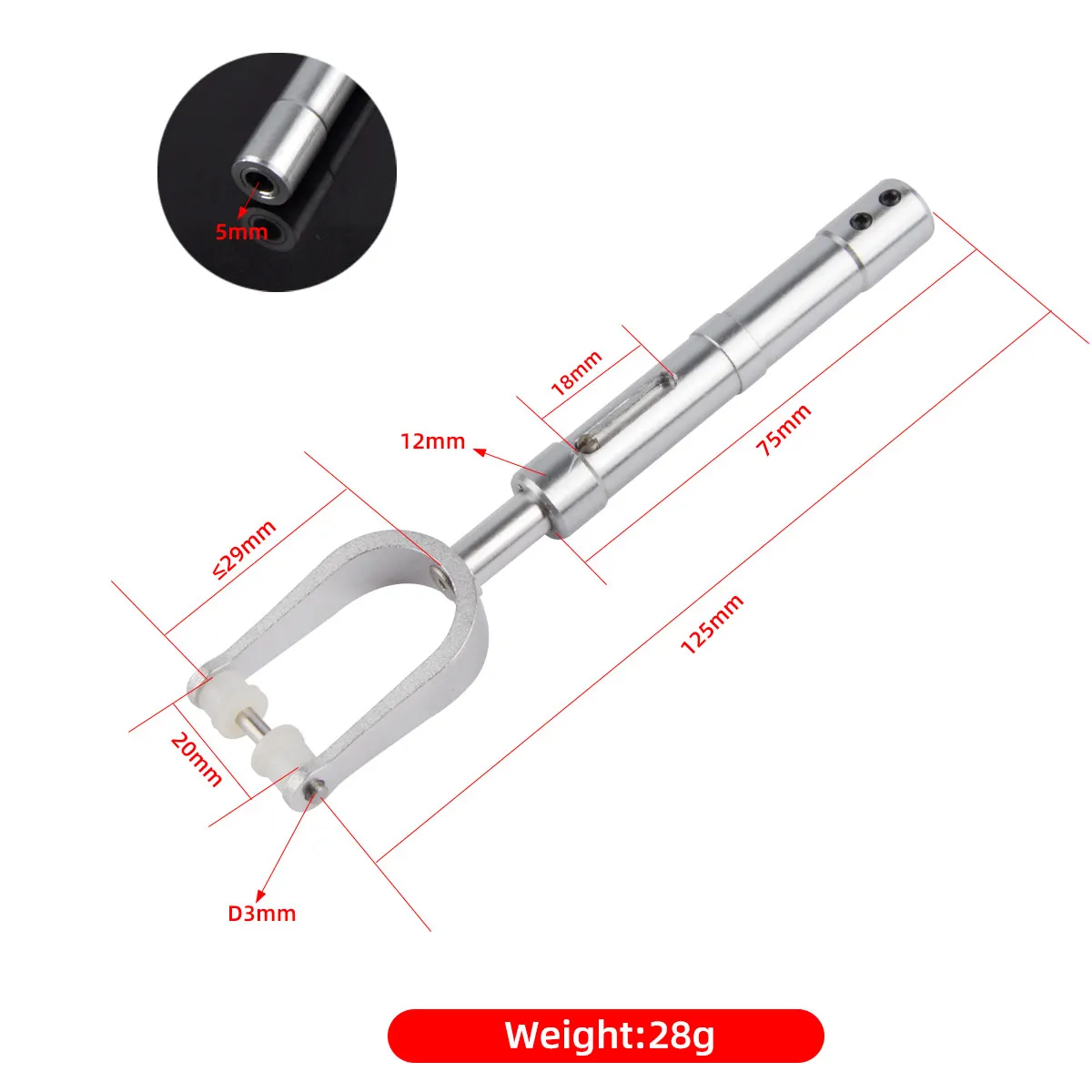 Train d'atterrissage en aluminium CNC de 125mm pour avion RC, pièces d'amortissement des vibrations en métal pour hélicoptère de jambe de force d'absorption des chocs robuste