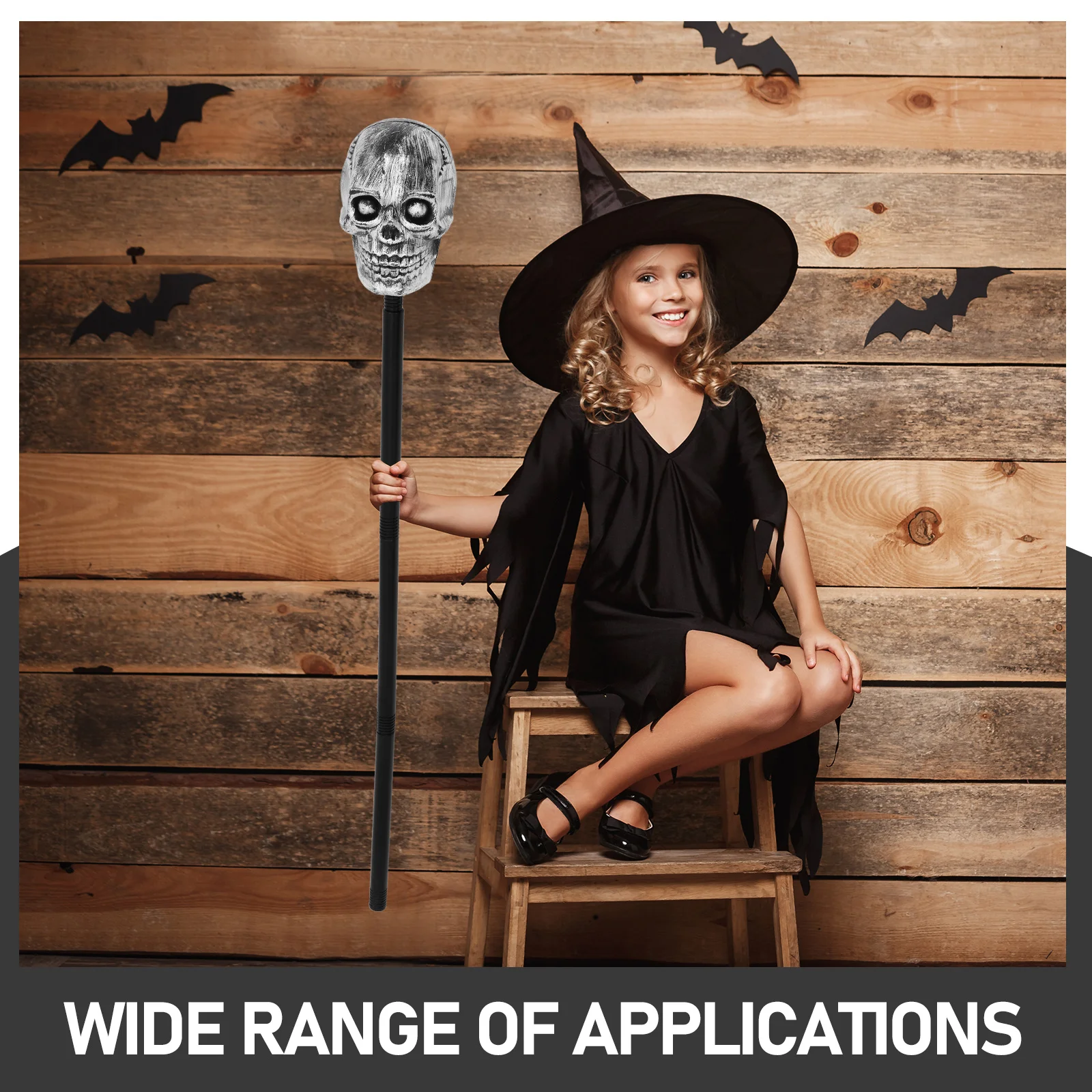 1pc スカルヘッドウォーキングケーン ハロウィンコスプレ小道具 装飾コスチュームアクセサリー パーティーデコレーション 不気味な杖