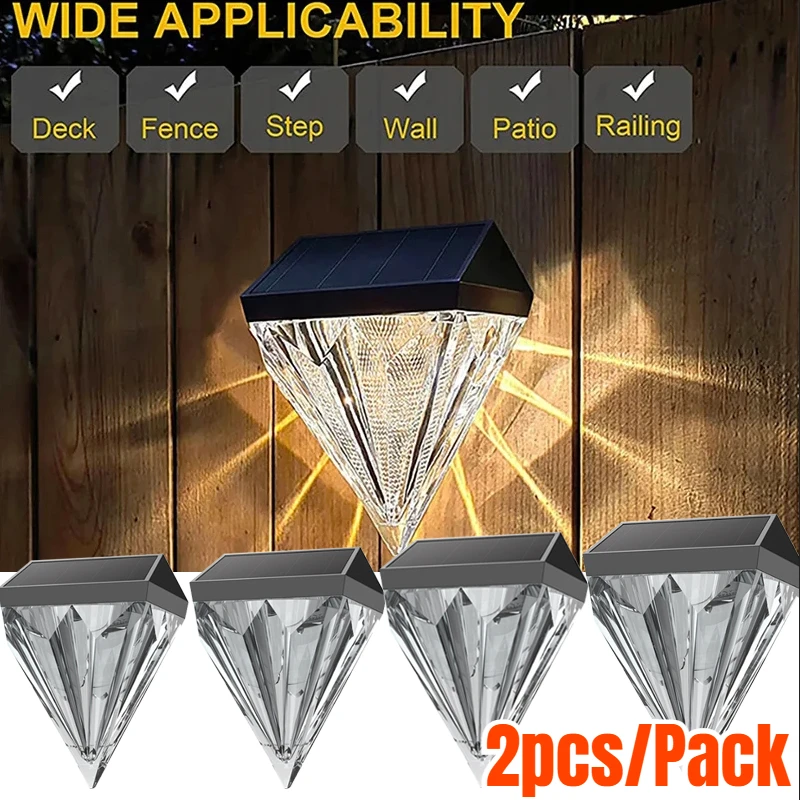 

Solar Diamond-shaped Wall Lamp Path Deck Garden LED Lights Stair Light Waterproof Outdoor Solar Lamp for Garden Step Patio Fenc