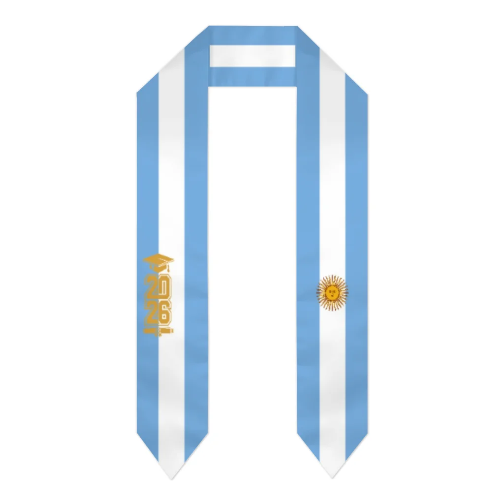 

Class of 2026 Argentina Flag Scarf Graduation Sash Stole International Study Abroad Adult Unisex Party Accessory Top Print