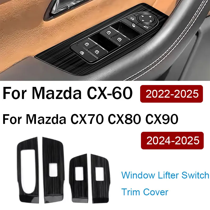 KodoLab For Mazda CX-60 2022-2025 For Mazda CX-70 CX-80 CX-90 2024-2025 Metal Window Switch Frame Anti Scratch Car Accessories