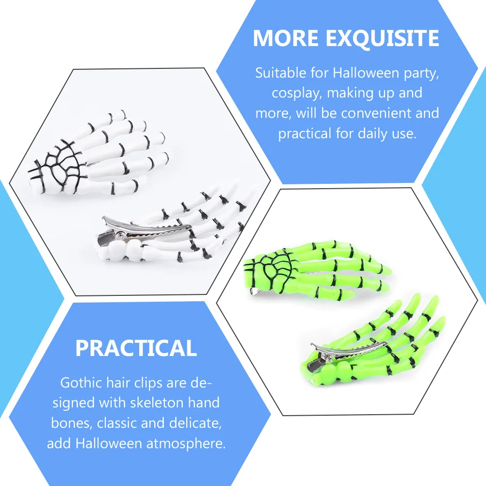 

12 шт. заколки для волос ручные готические аксессуары для волос Хэллоуин вечерние череп зажим для рук для женщин