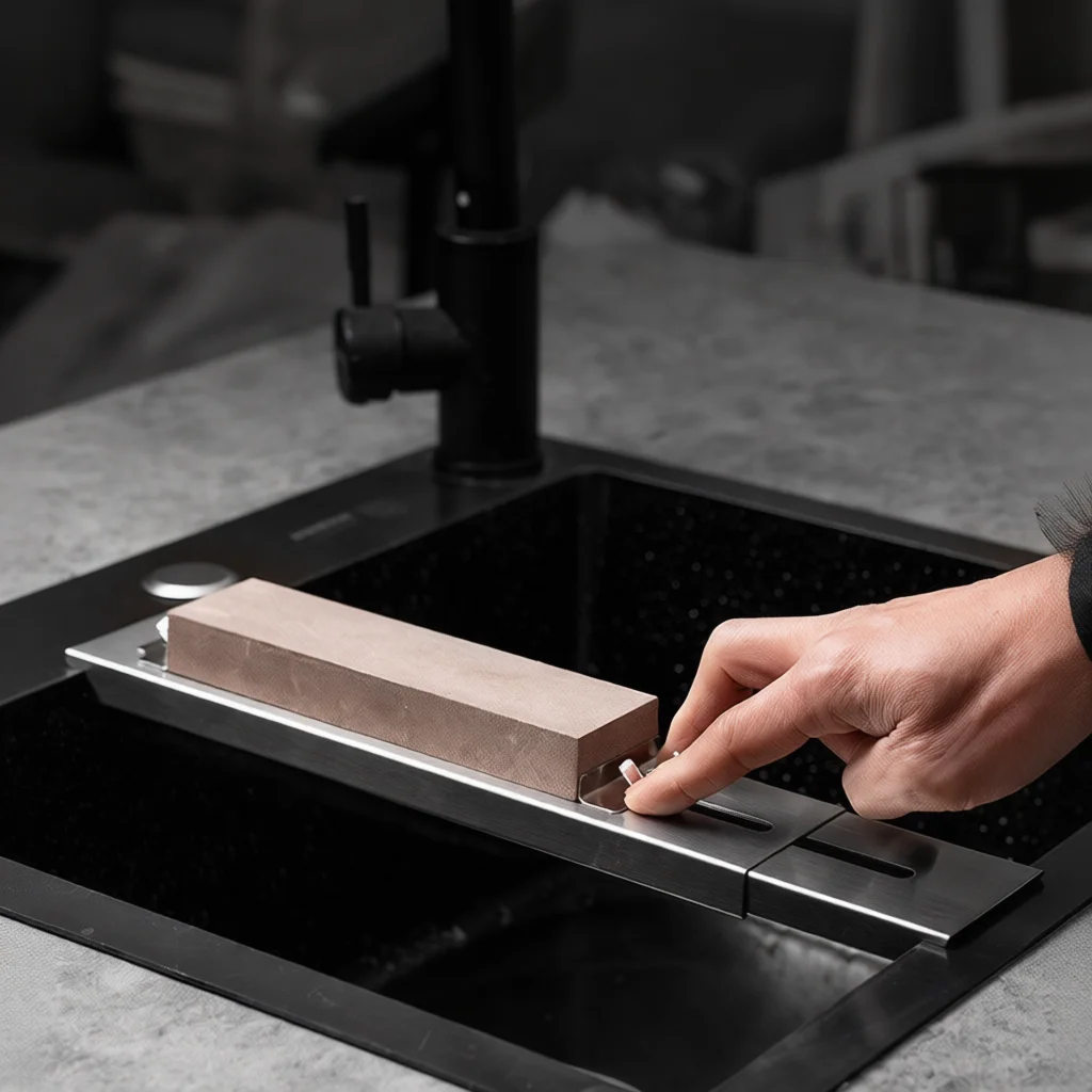 Kitchen Sharpener Stainless Steel Sink Bridge Adjustable Sharpening Stone Holder Anti Slip Grinding Base Supporter