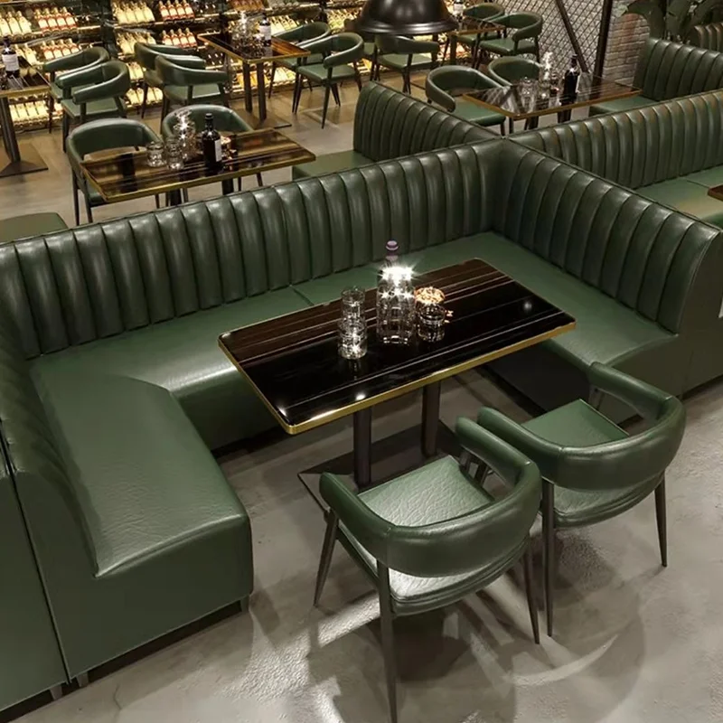 Hot Sale Modern Custom Banquette Seating Luxury Leather Curved Sofa Booth With Dining Table For Hotel Lobby Restaurant Bar