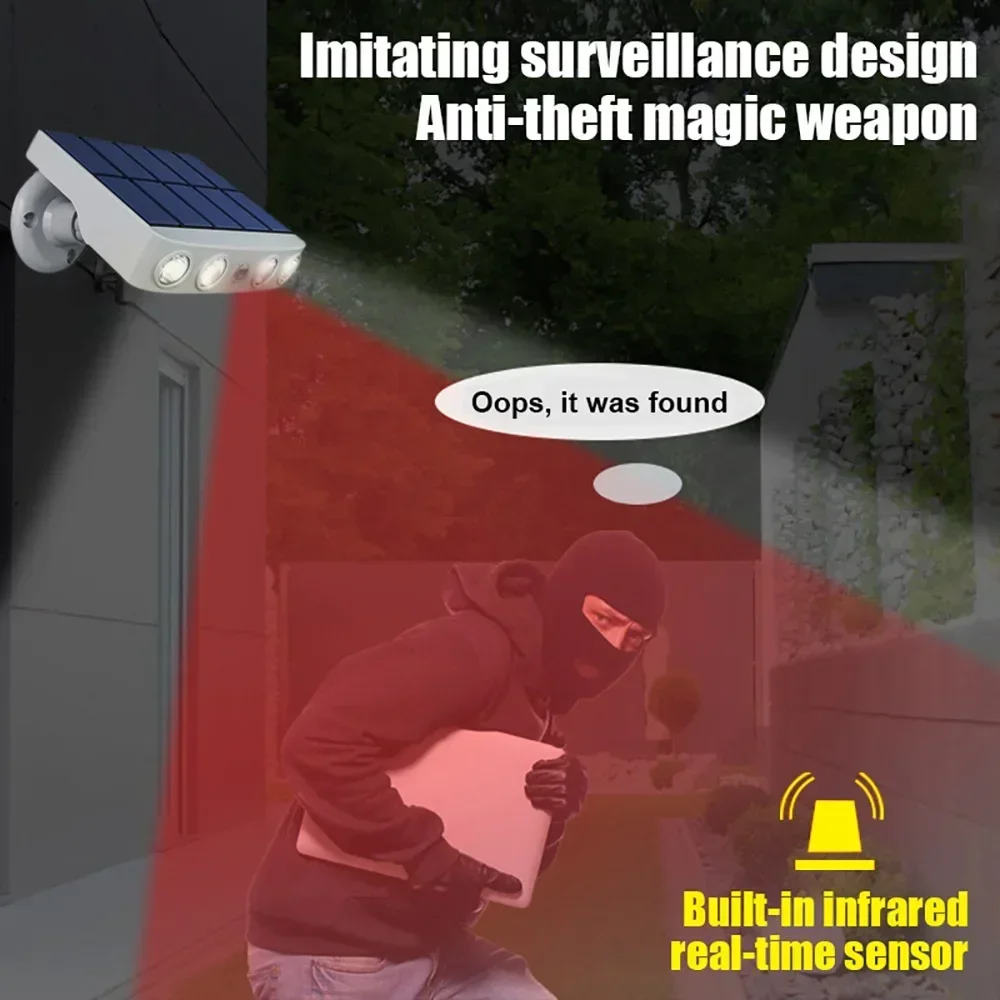 New 3-mode Roadside Induction Type Home Outdoor Lawn Courtyard Solar Pseudo Monitoring Waterproof Lighting Wall Lamp