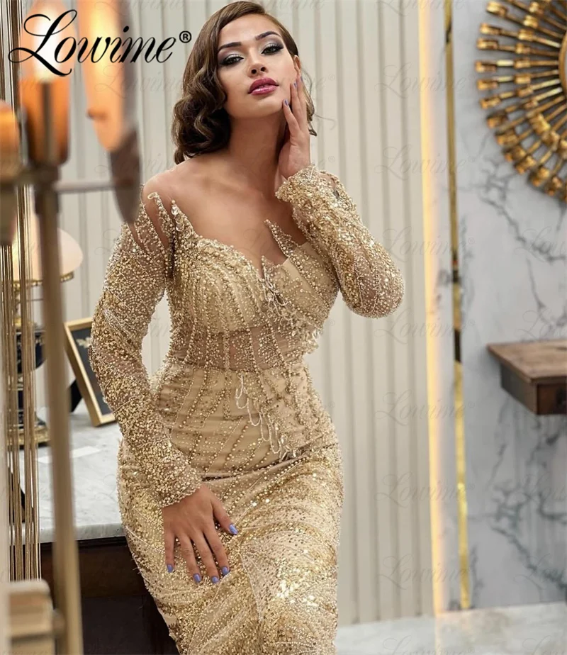 Gorgeous Vestidos De Festa Celebrity Pageant Party Wedding Dresses 2024 Plus Size Champagne Evening Prom Dress Gown Arabic Dubai