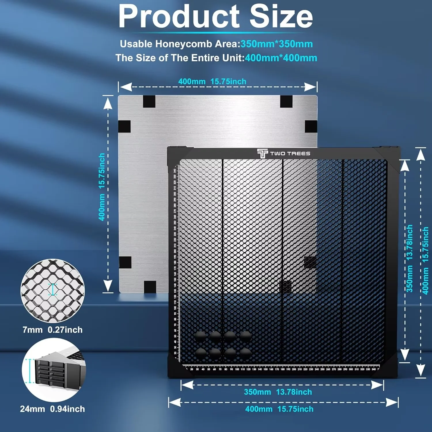TWO TREES Honeycomb Laser Bed 300x300mm 400x400mm 500x500mm Working Table with Aluminum Panel for Laser Engraver Cutting Machine Black Oxide Coated - view 7