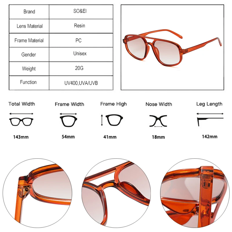 SO & EI Mode Doppel Brücken Cat Eye Sonnenbrille Frauen Retro Leopard Gradienten Shades UV400 Männer Trend Sonnenbrille