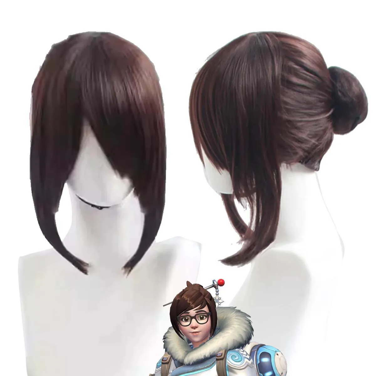 

Женский парик для косплея Overwatch OW Dr. Mei Ling Zhou, коричневый, из синтетических волос