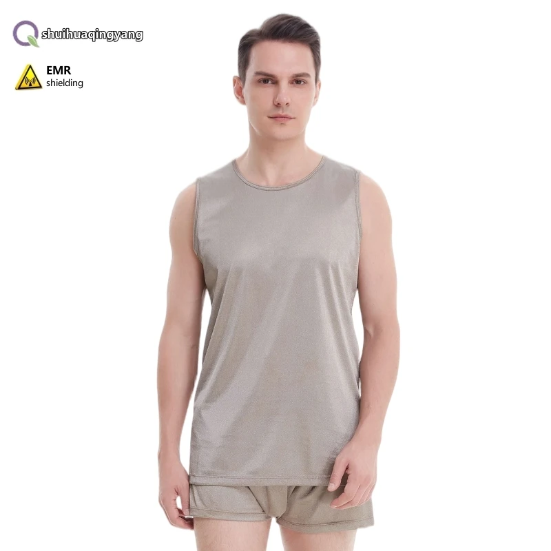 Electromagnetic radiation protective 100% silver fiber undershirt and underpants set,Household appliances EMF shielding clothes