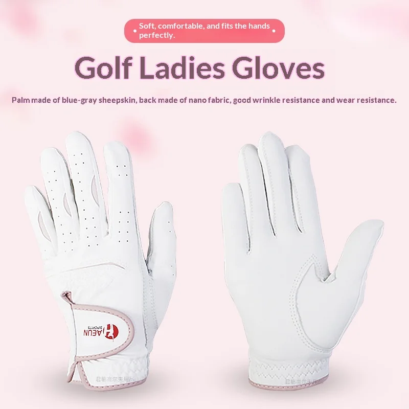 Women's golf gloves made of nano fabric and green-grey sheepskin, comfortable and protective for both hands
