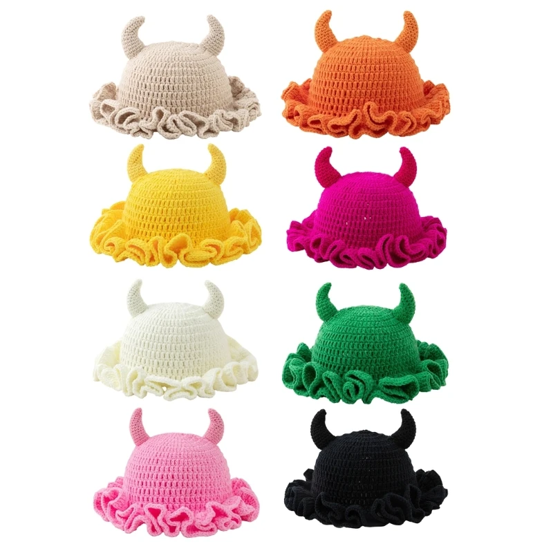 Brimless Crocheted Cap for Women with Ruffled Trim, Close-Fit and Daily Cold Weather Street Outfit Appeal 6XDA
