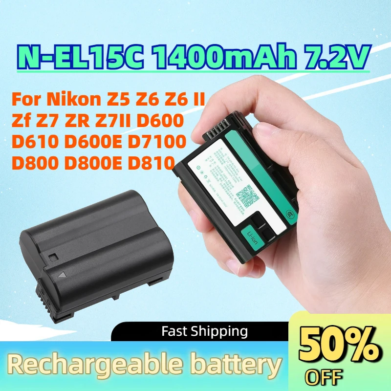 Hot Sale N-EL15C 1400mAh 7.2V Digital Camera Battery for Nikon Z5 Z6 Z6 II Zf Z7 ZR Z7II D600 D610 D600E D7100 D800 D800E D810