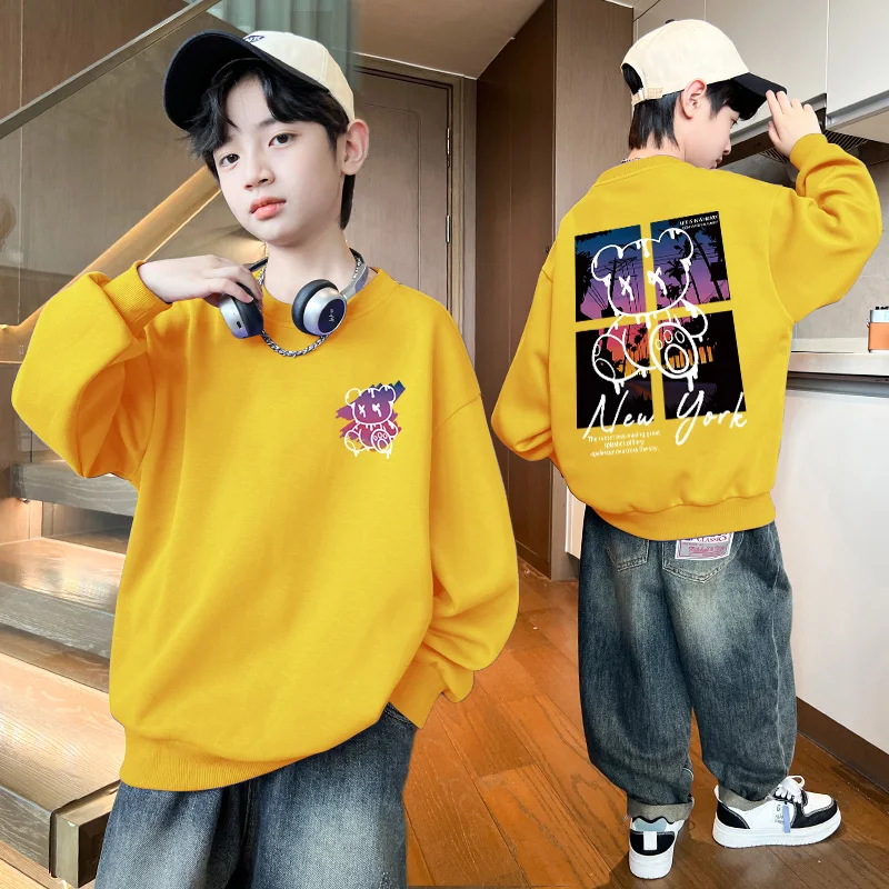

Autumn Children's Clothing New York City Art Print Sweatshirt Hoodies Girls Boys 3-14 Years Long Sleeve Tops Pullovers for Kids