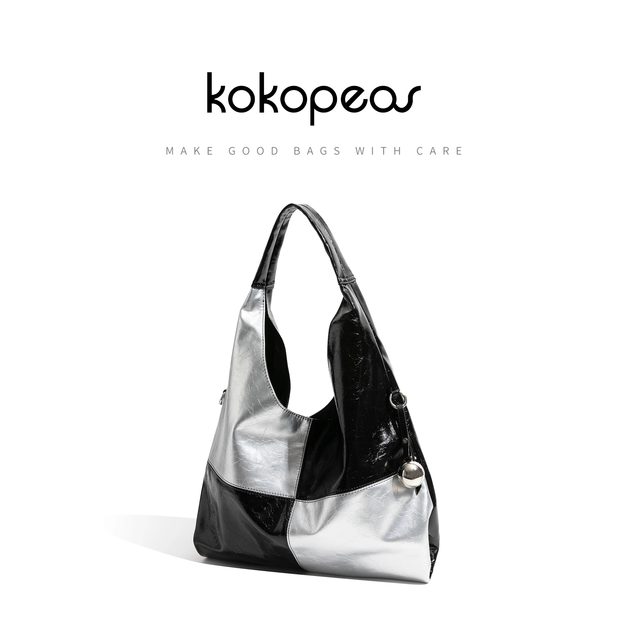 

KOKOPEAS White Black Vegant Leather Woman's Shoulder Bag PU Leather Plaid Fashion Hobo Bag For Woman Simple Ladies Phone Bag
