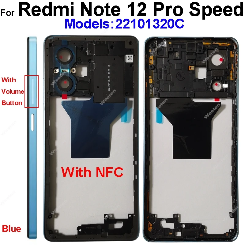

Внутренняя рамка корпуса, средняя рамка для Xiaomi Redmi Note 12 Pro, полная крышка корпуса, запасные части