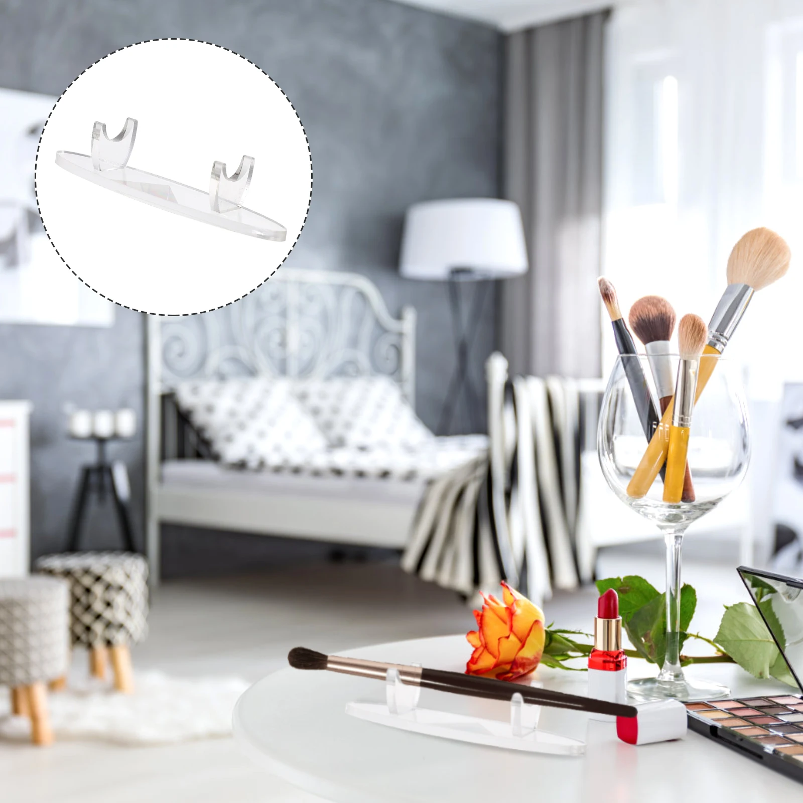 

1pc Acrylic Pen Holder Desktop Makeup Brush Rack Eyeliner Pencil Lip Gloss Display Organizer Simple Storage Holder