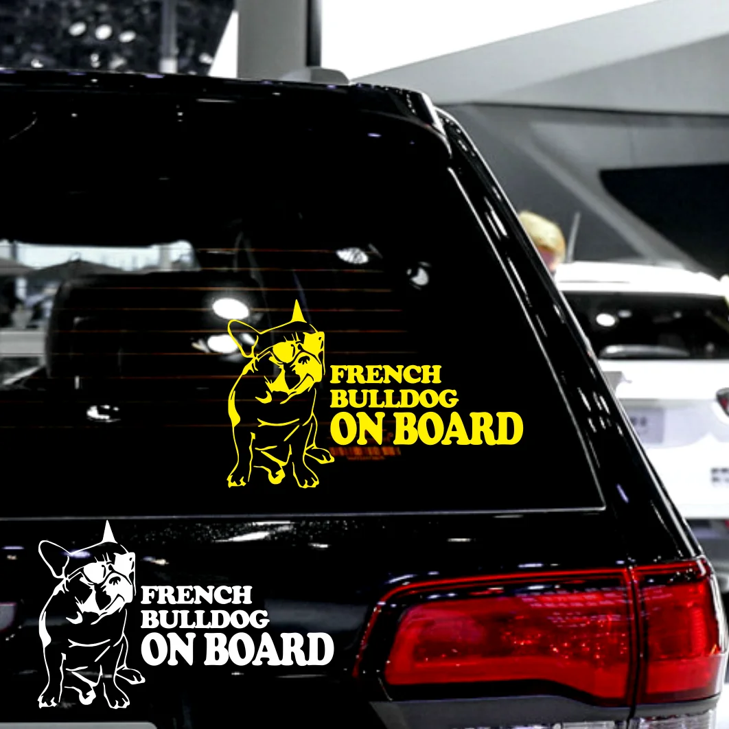 Dawasaru French Bulldog on Board Funny Car Sticker Sunscreen Decal Laptop Motorcycles Auto Decoration Accessories PVC,