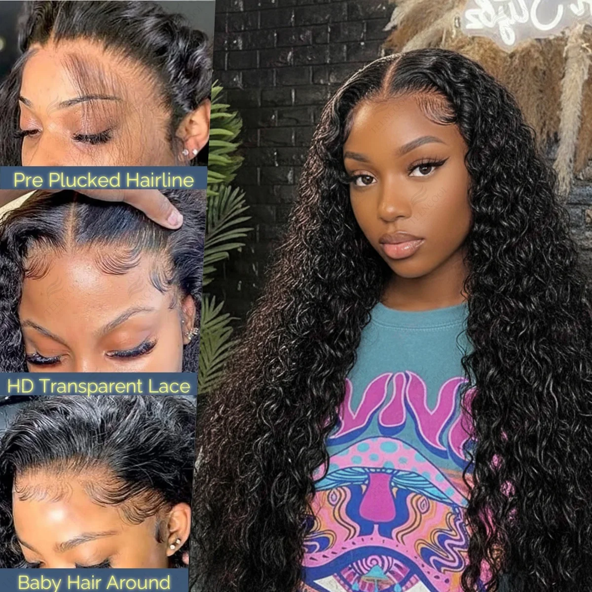 13x6 Hd Lace Deep Wave Front Wigs Human Hair Water Wave Curly Wigs 30 40 Inch 13x4 Lace Frontal Wigs For Black Women 200 Density image 3