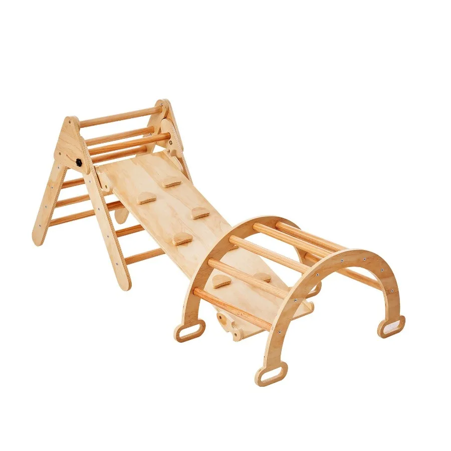 

Pikler Triangle Set 5 in 1 Toddler Climbing Toys Indoor Playground Ramp and Arch Montessori Climbing Set with Triangle Medium