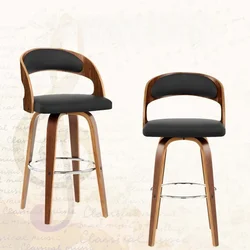 Bar Stools Swivel Bar Height Stools with Low Back Wood Bar Chairs with Soft Cushion Seat Height Stool Furniture
