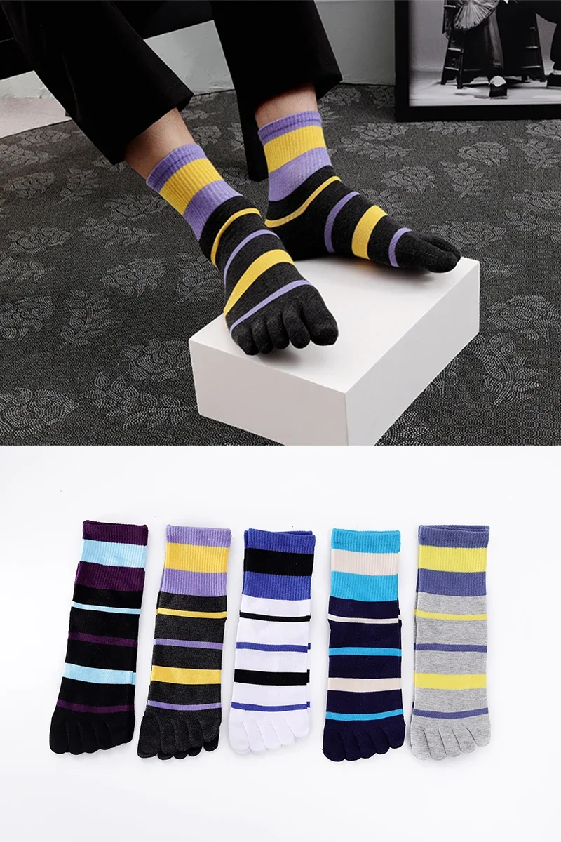 

Five Finger Socks Men's Medium Tube Cotton Spring Autumn Winter Sports Five Toe Socks Novelty Socks Gift For Men