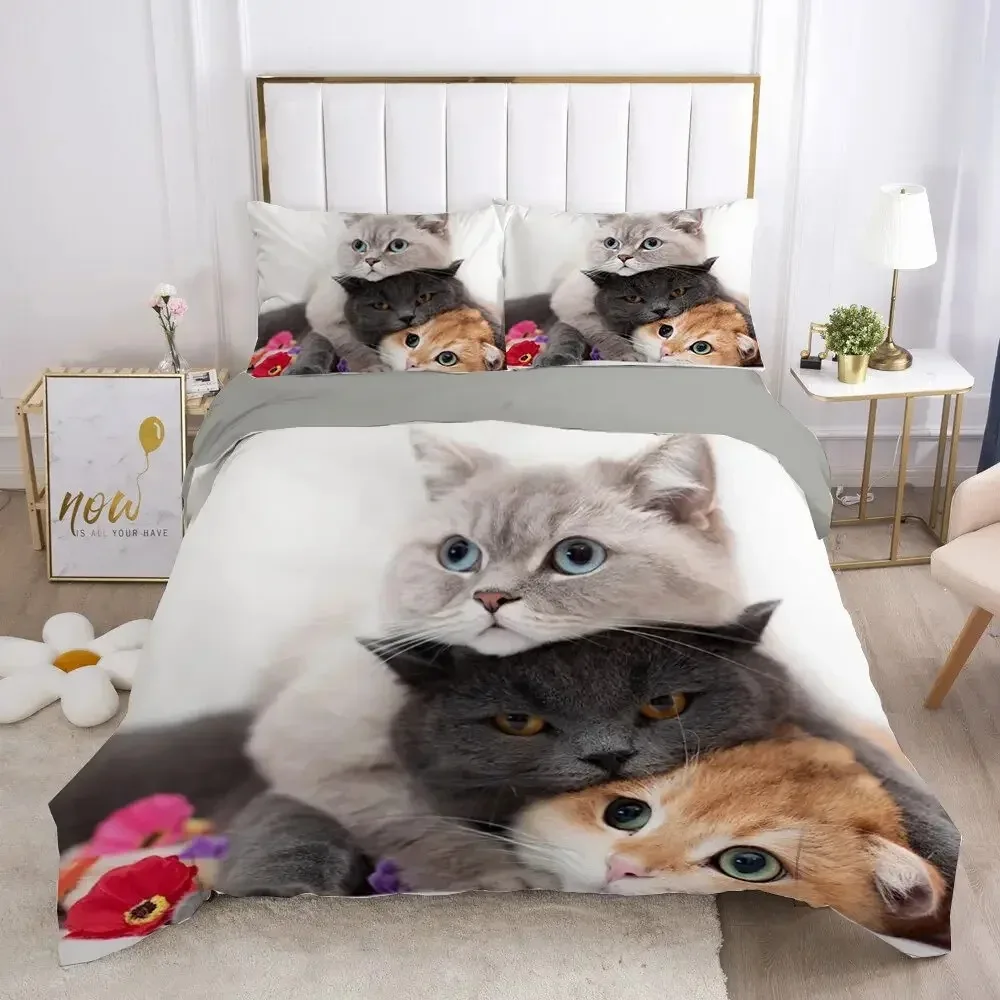 

Cat Lovely Animal Kitten Bedding Set 3D Printed Suitable for Bedroom Duvet Cover Set With Pillowcases Kids Home Textile