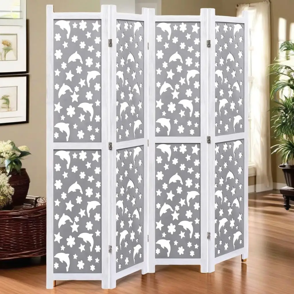 55. for X6 5 Gray 4-Panel Room Divider - Solid Wood Screen for Home & Office