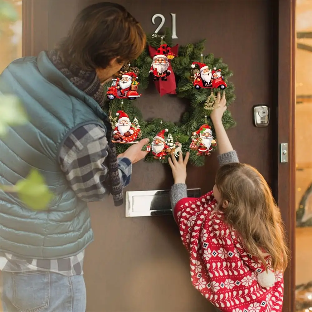 手作りのクリスマス木製ペンダント、サンタクロース、雪だるま、小さなハンギングオーナメント、クリスマスツリー、18個
