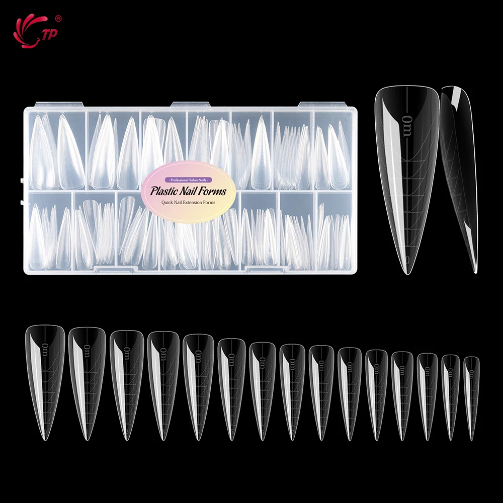 

TP 75pcs/150pcs Stiletto Dual Form Nail Acrylic Quick Building Gel Mold Full Cover Extension Upper Mold False Nail Tips Top Form