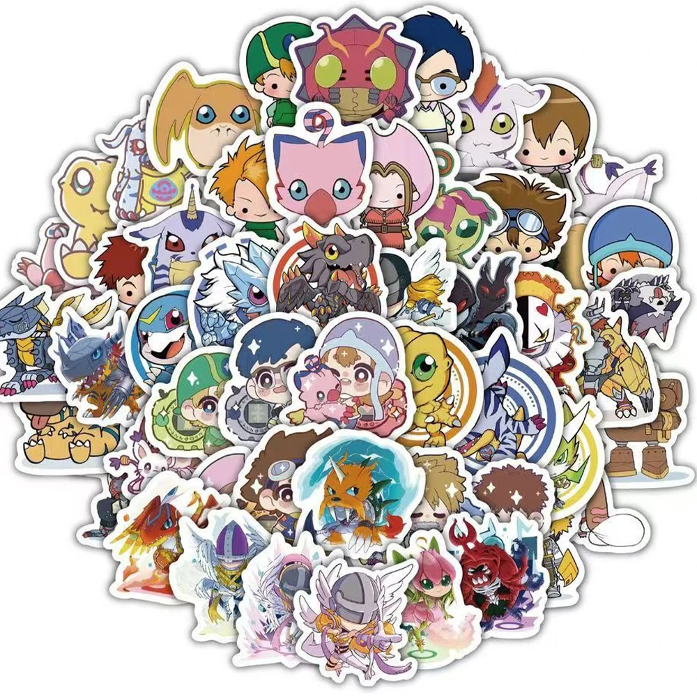 10/30/60pcs Kawaii Agumon Digimon Adventure Stickers Gomamon Anime Sticker Laptop Phone Car Luggage Patamon Gabumon Palmon Decal