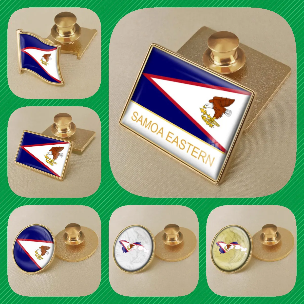 American Samoa Samoans Map Flag Brooch Badges Lapel Pins