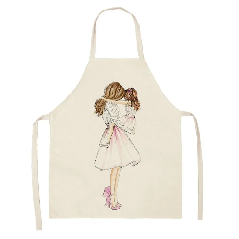 2024 New Apron Mother\'s Day Parent-child Apron Home Kitchen Men\'s Cooking Anti-fouling Linen Sleeveless Bib