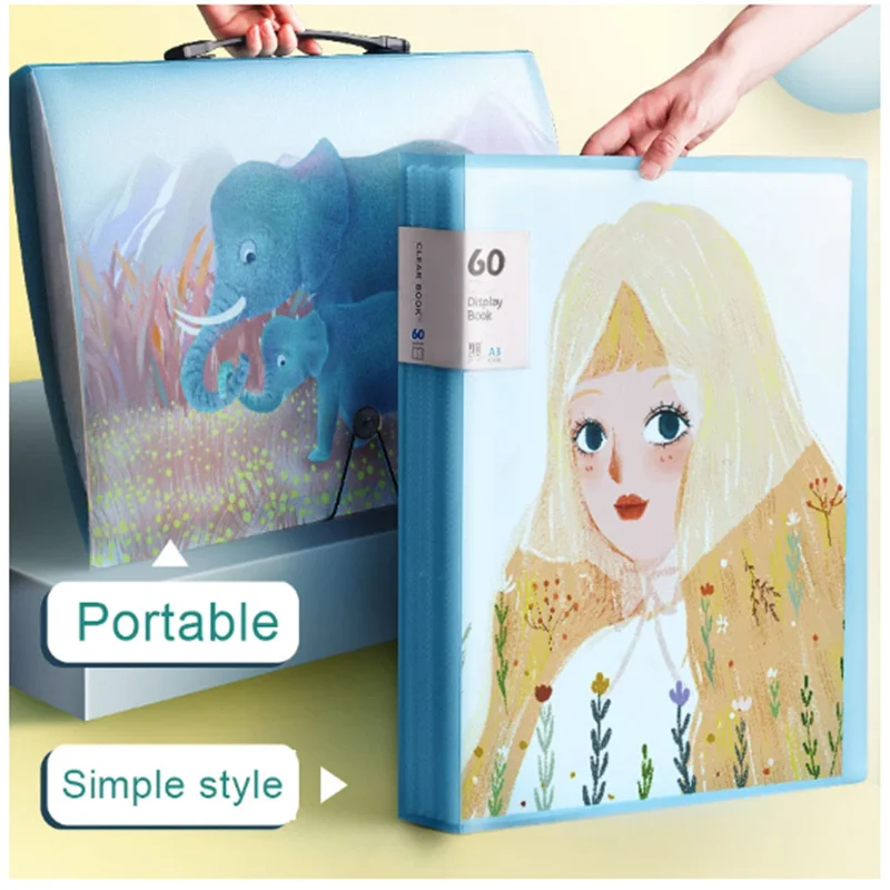 A3 8k Storage Picture Album Folder File Folder Storage Organizer Children's Art Drawing Paper Preservation Office Folders