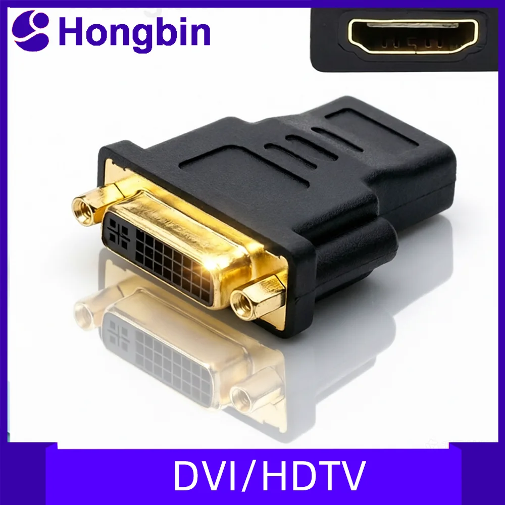 

DVI female to HDMI female Compatible adapter; hdmitodvi 24 5 head bidirectional graphics card dvihead to connecttohigh definitio